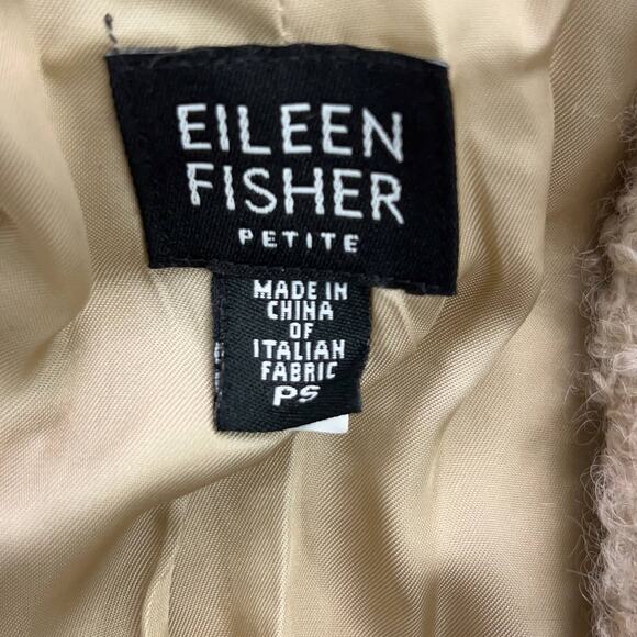 Eileen Fisher Womens Size PS Petite Small Jacket Beige Textured Wool Blend Coat - Picture 12 of 16